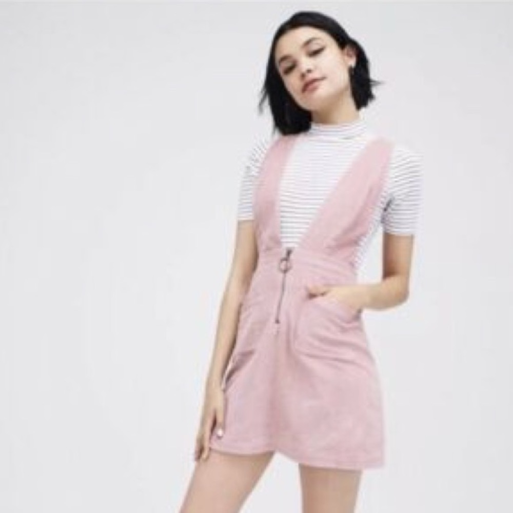 Pink Corduroy Overall Dress